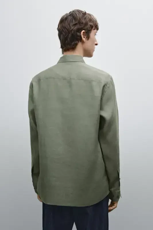 Lightweight 100% linen shirt-LIGHT GREEN - 5