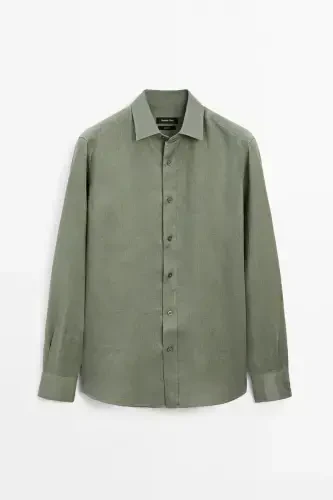 Lightweight 100% linen shirt-LIGHT GREEN - 6
