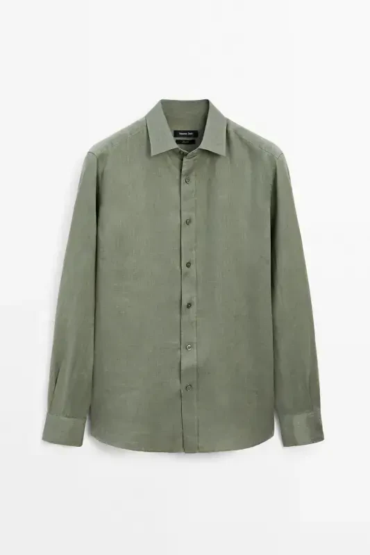 Lightweight 100% linen shirt-LIGHT GREEN - 6
