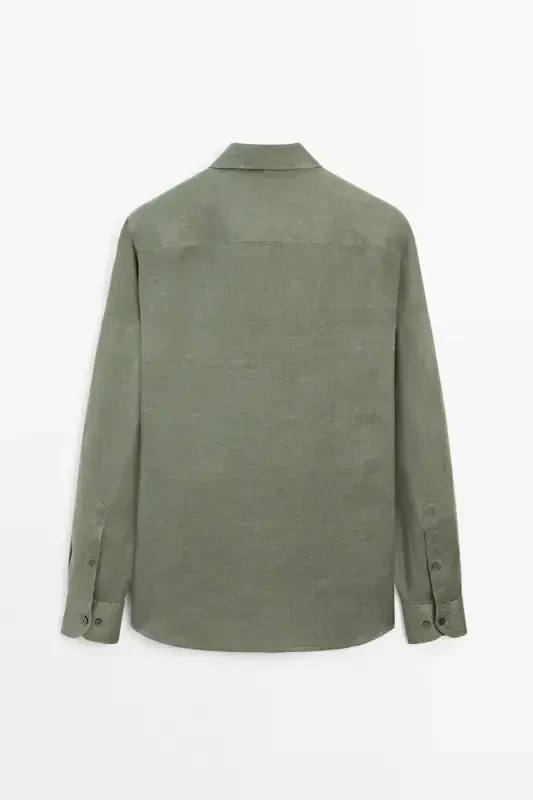 Lightweight 100% linen shirt-LIGHT GREEN - 7
