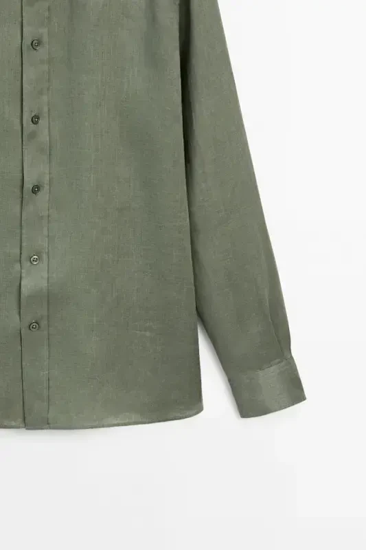 Lightweight 100% linen shirt-LIGHT GREEN - 8