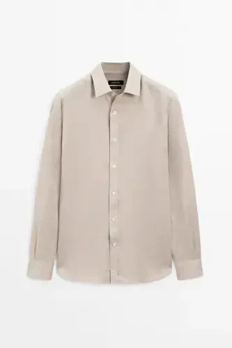Lightweight 100% linen shirt-SAND - 1