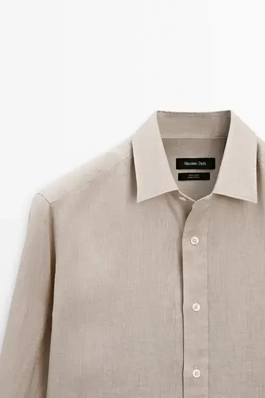 Lightweight 100% linen shirt-SAND - 2