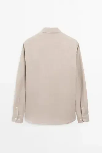 Lightweight 100% linen shirt-SAND - 3