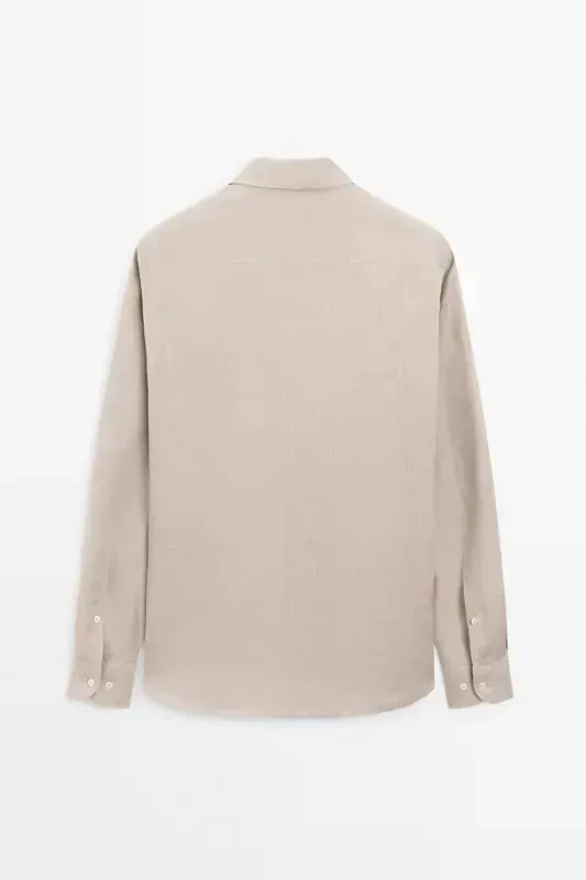 Lightweight 100% linen shirt-SAND - 3