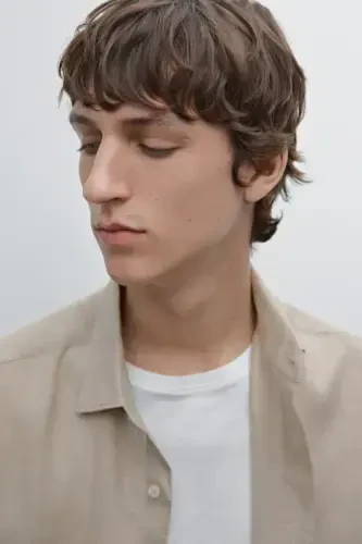 Lightweight 100% linen shirt-SAND - 7