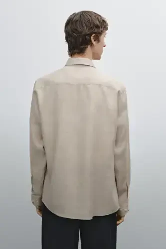 Lightweight 100% linen shirt-SAND - 8