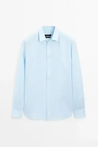 Lightweight 100% linen shirt - Sky blue - 5