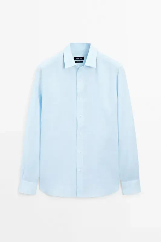 Lightweight 100% linen shirt - Sky blue - 5