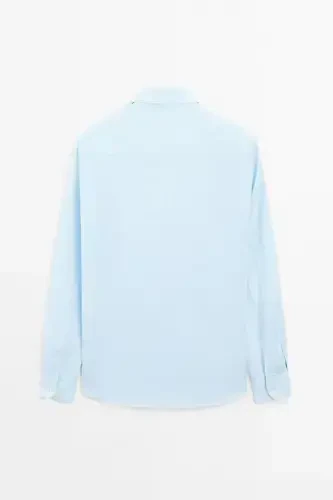 Lightweight 100% linen shirt - Sky blue - 7