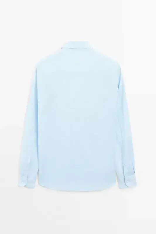 Lightweight 100% linen shirt - Sky blue - 7