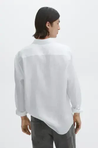 Lightweight 100% linen shirt-White - 6