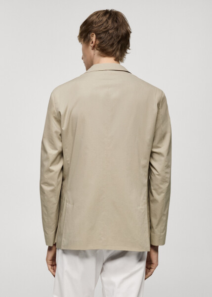 Lightweight cotton blazer jacket in beige. - 3