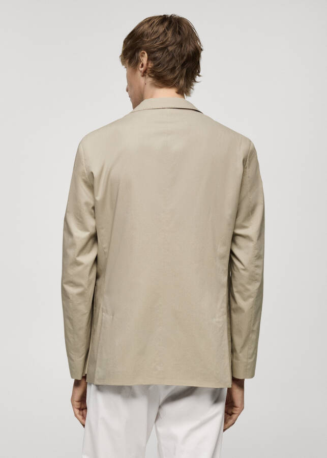 Lightweight cotton blazer jacket in beige. - 3