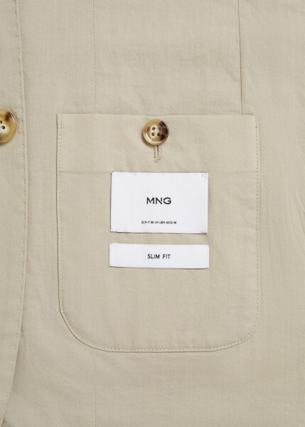 Lightweight cotton blazer jacket in beige. - 9