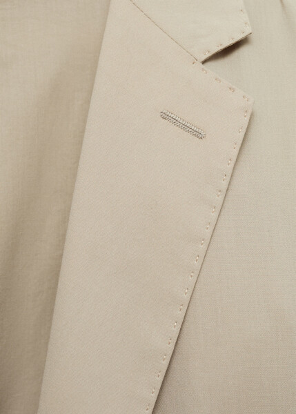 Lightweight cotton blazer jacket in beige. - 7