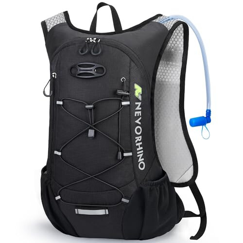 Lightweight Hydration Backpack, Running Backpack with 2L Water Bladder, Hydro Water Daypack for Cycling Hiking Rave for Men Women - N NEVO RHINO