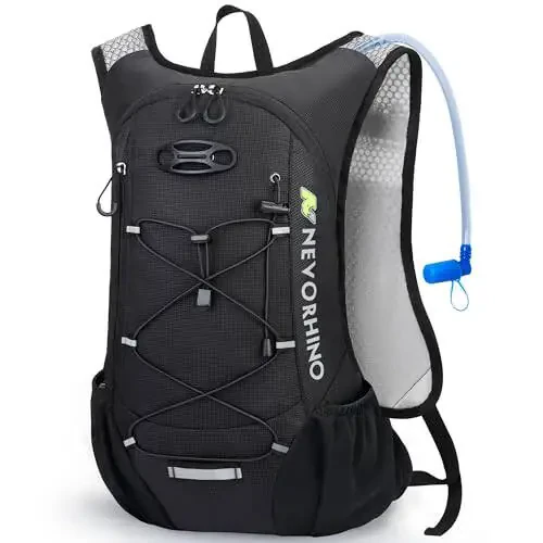 Lightweight Hydration Backpack, Running Backpack with 2L Water Bladder, Hydro Water Daypack for Cycling Hiking Rave for Men Women - 1