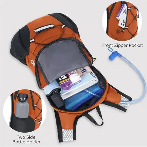 Lightweight Hydration Backpack, Running Backpack with 2L Water Bladder, Hydro Water Daypack for Cycling Hiking Rave for Men Women - 3