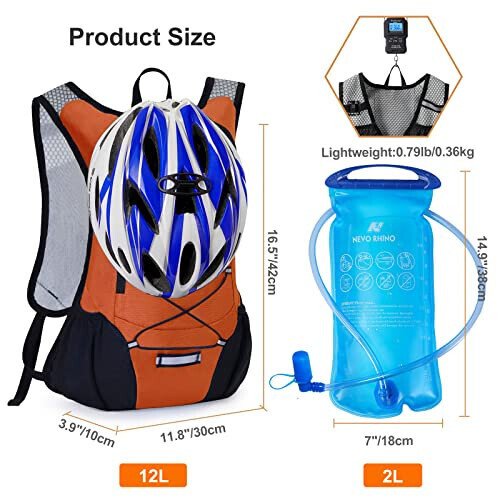 Lightweight Hydration Backpack, Running Backpack with 2L Water Bladder, Hydro Water Daypack for Cycling Hiking Rave for Men Women - 5