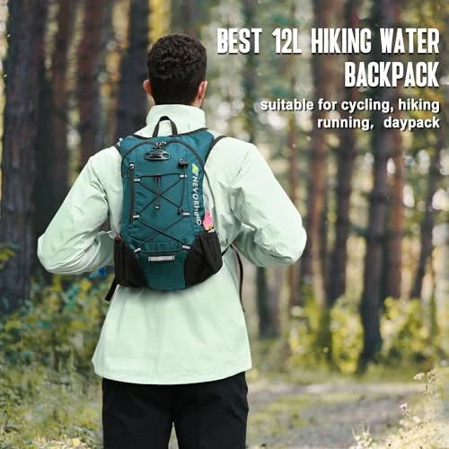 Lightweight Hydration Backpack, Running Backpack with 2L Water Bladder, Hydro Water Daypack for Cycling Hiking Rave for Men Women - 1