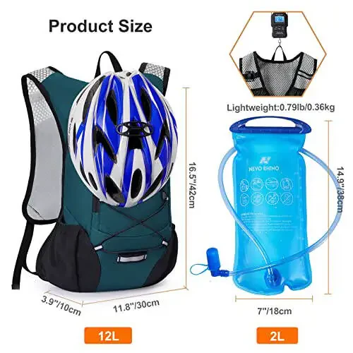 Lightweight Hydration Backpack, Running Backpack with 2L Water Bladder, Hydro Water Daypack for Cycling Hiking Rave for Men Women - 6