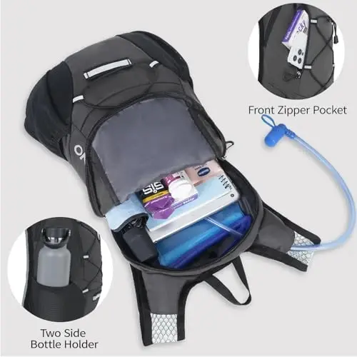 Lightweight Hydration Backpack, Running Backpack with 2L Water Bladder, Hydro Water Daypack for Cycling Hiking Rave for Men Women - 4