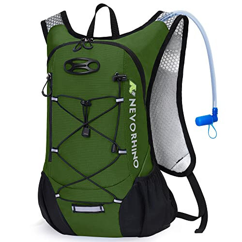Lightweight Hydration Backpack, Running Backpack with 2L Water Bladder, Hydro Water Daypack for Cycling Hiking Rave for Men Women - N NEVO RHINO
