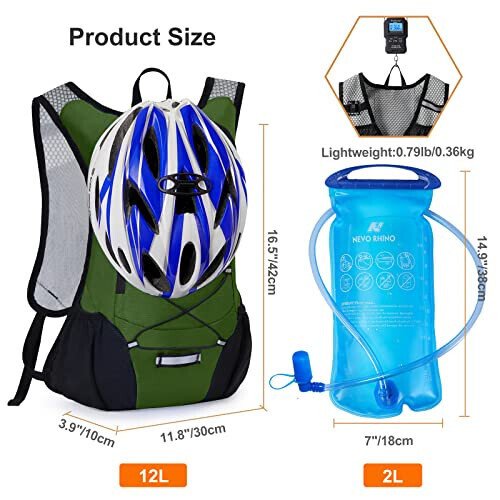 Lightweight Hydration Backpack, Running Backpack with 2L Water Bladder, Hydro Water Daypack for Cycling Hiking Rave for Men Women - 3