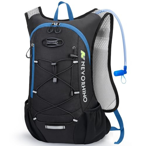 Lightweight Hydration Backpack, Running Backpack with 2L Water Bladder, Hydro Water Daypack for Cycling Hiking Rave for Men Women - N NEVO RHINO
