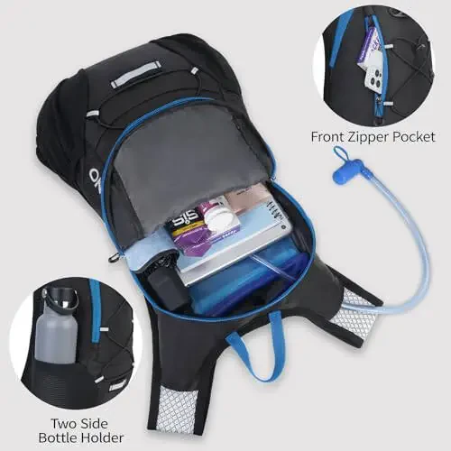 Lightweight Hydration Backpack, Running Backpack with 2L Water Bladder, Hydro Water Daypack for Cycling Hiking Rave for Men Women - 2