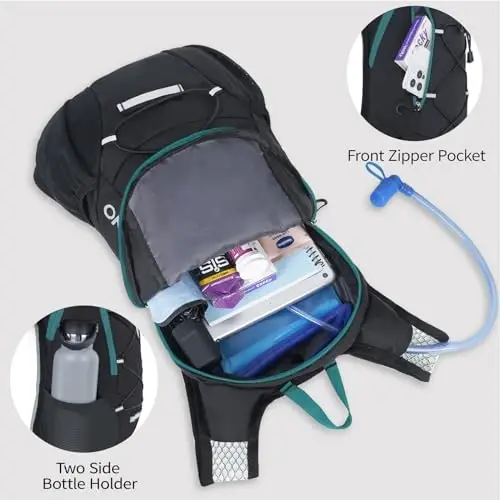 Lightweight Hydration Backpack, Running Backpack with 2L Water Bladder, Hydro Water Daypack for Cycling Hiking Rave for Men Women - 4
