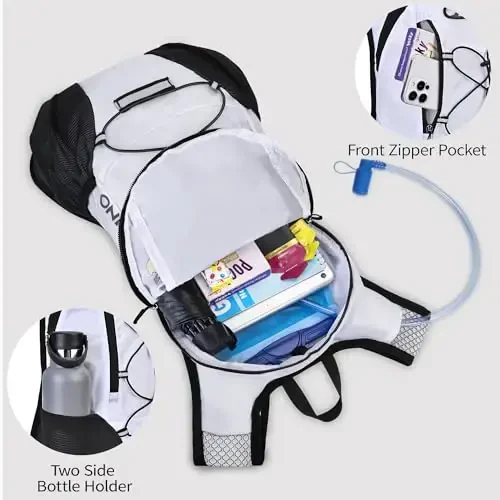 Lightweight Hydration Backpack, Running Backpack with 2L Water Bladder, Hydro Water Daypack for Cycling Hiking Rave for Men Women - 4
