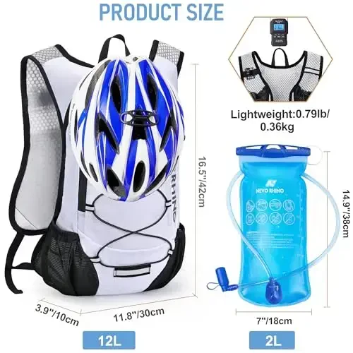 Lightweight Hydration Backpack, Running Backpack with 2L Water Bladder, Hydro Water Daypack for Cycling Hiking Rave for Men Women - 5