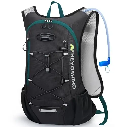 Lightweight Hydration Backpack, Running Backpack with 2L Water Bladder, Hydro Water Daypack for Cycling Hiking Rave for Men Women - N NEVO RHINO
