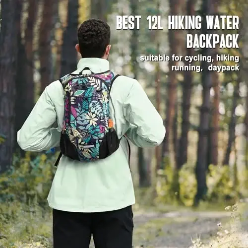 Lightweight Hydration Backpack, Running Backpack with 2L Water Bladder, Hydro Water Daypack for Cycling Hiking Rave for Men Women - 2
