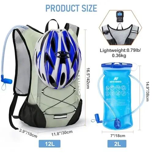 Lightweight Hydration Backpack, Running Backpack with 2L Water Bladder, Hydro Water Daypack for Cycling Hiking Rave for Men Women - 5