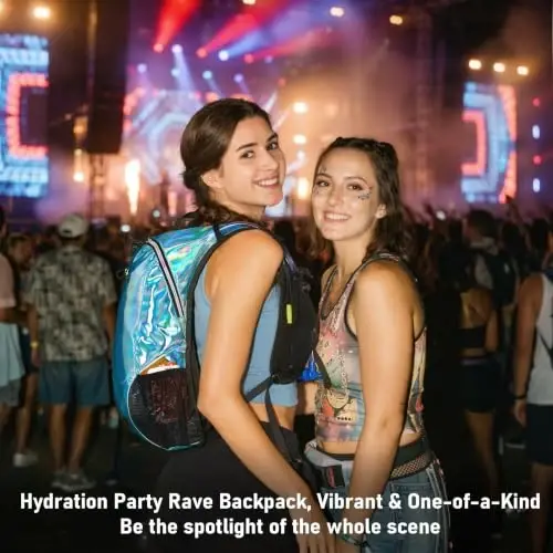 Lightweight Hydration Backpack, Running Backpack with 2L Water Bladder | Hydro Water Daypack, Small Hiking Backpack for Cycling Hiking Rave for Men Women - 2