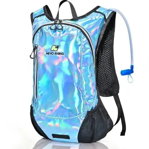 Lightweight Hydration Backpack, Running Backpack with 2L Water Bladder | Hydro Water Daypack, Small Hiking Backpack for Cycling Hiking Rave for Men Women - N NEVO RHINO