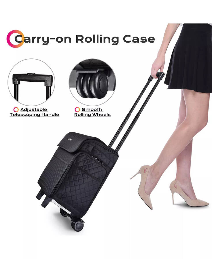 Lightweight Makeup Bag Cosmetic Rolling Trolley Traveling Storage Case Natural - 6