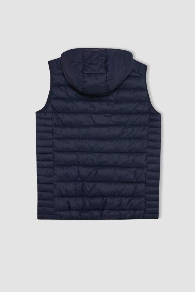 Lightweight Puffer Gilet Water-Repellent Slim Fit Hooded Zip Pockets Navy - 10