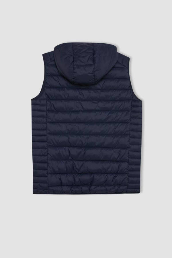 Lightweight Puffer Gilet Water-Repellent Slim Fit Hooded Zip Pockets Navy - 10