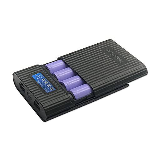 LIJIANI Battery Charger Case, Portable DIY Power Bank Box with LCD Display 2 USB Output, Micro and Type c Input, Smart Charger for 3.7v Li-ion Rechargeable Battery (Battery Not Included) - 2