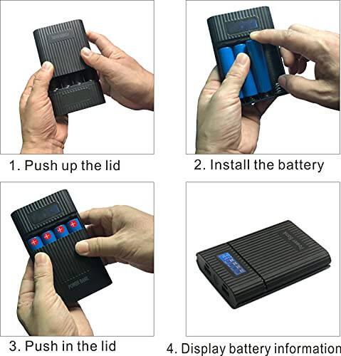 LIJIANI Battery Charger Case, Portable DIY Power Bank Box with LCD Display 2 USB Output, Micro and Type c Input, Smart Charger for 3.7v Li-ion Rechargeable Battery (Battery Not Included) - 5