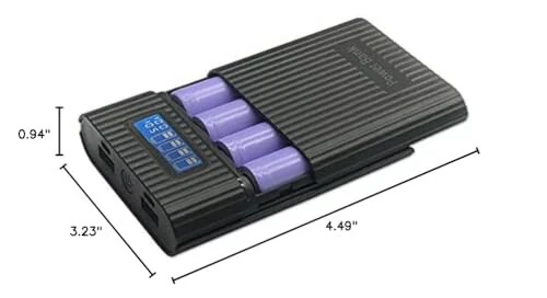 LIJIANI Battery Charger Case, Portable DIY Power Bank Box with LCD Display 2 USB Output, Micro and Type c Input, Smart Charger for 3.7v Li-ion Rechargeable Battery (Battery Not Included) - LIJIANI