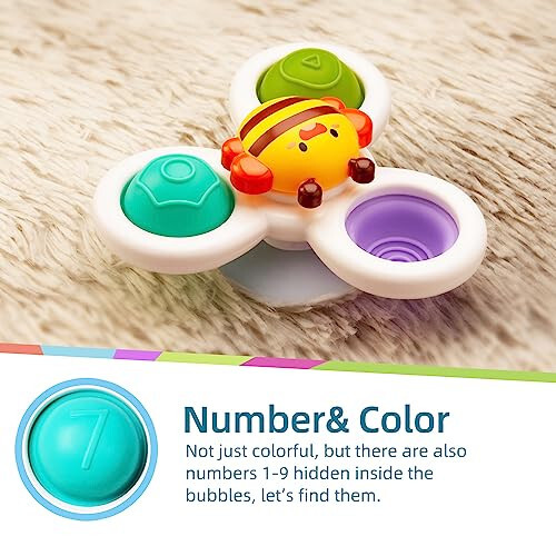 LiKee Strong Suction Cup Fidget Spinner Sensory Bath Toys for Baby 12 18 Months Airplane Car Travel Table & Window Toys for 1 2 Year Old Toddler Boys and Girls (Sun) - LiKee (1)