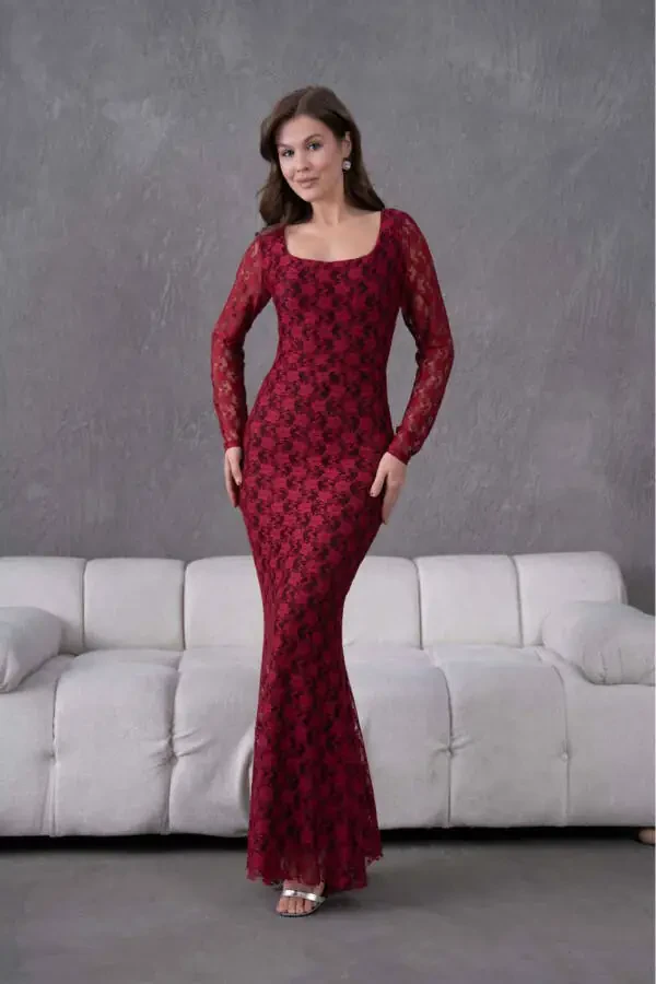 Likrali Dantelli Kechki Libos - 5