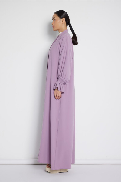 Lila Abaya with Elastic Sleeve Detail - 2