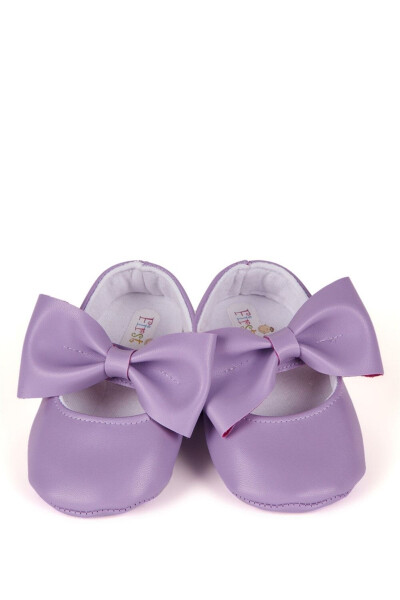 Lila Baby Girl Faux Leather Bow Ballerina Slippers First Step Shoes - 9