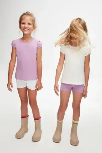 Lila Basic Qiz Bolalar Nol Yoqa Tarvuz Qisma Ko'ylak - ORCHID BLOOM - 5